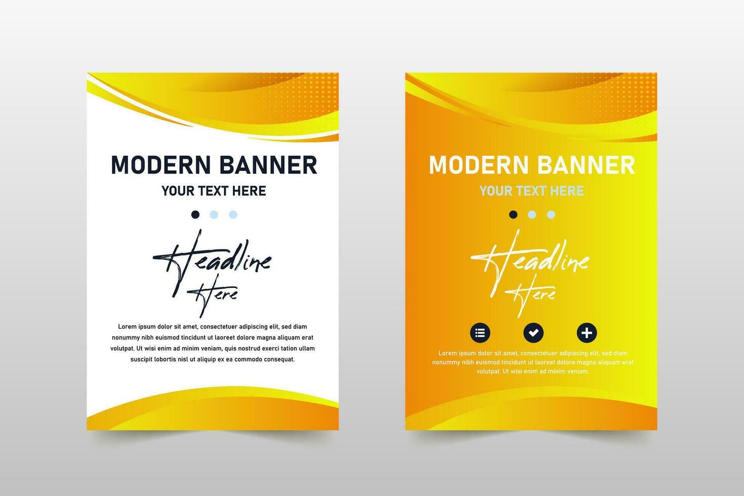 Modern Abstract Yellow Banner Template With Curved Shapes vector