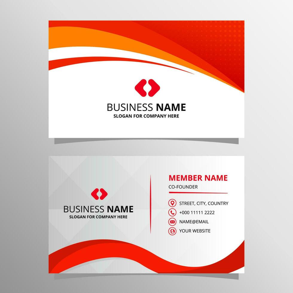 Modern Abstract Curved Red Business Card Template vector