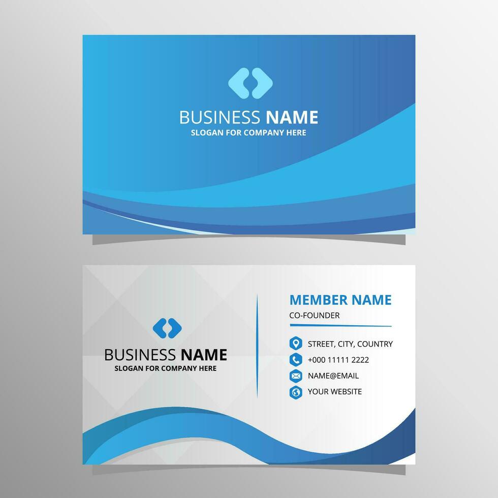 Modern Blue Curved Shapes Business Card Template vector