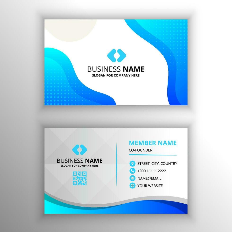 Modern Abstract Gradient Blue Business Card Template With Fluid Shapes vector