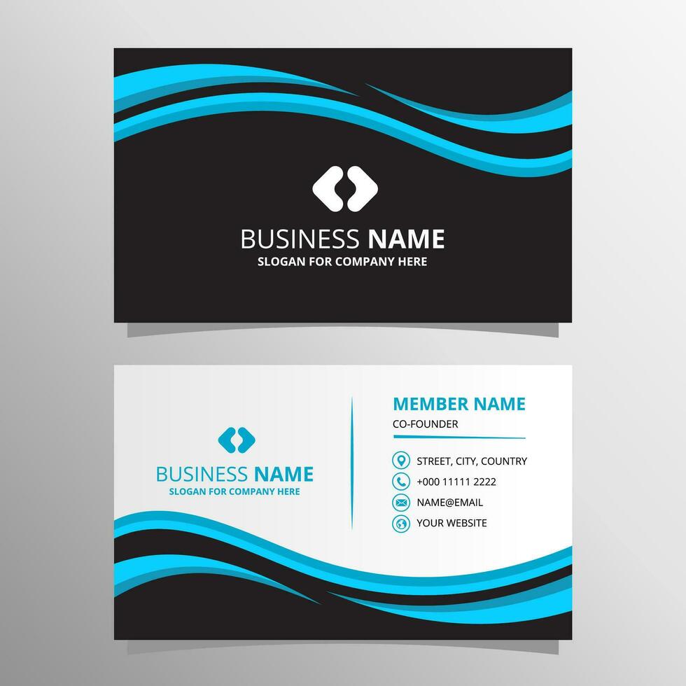 Modern Blue and Black Curved Business Card Template vector