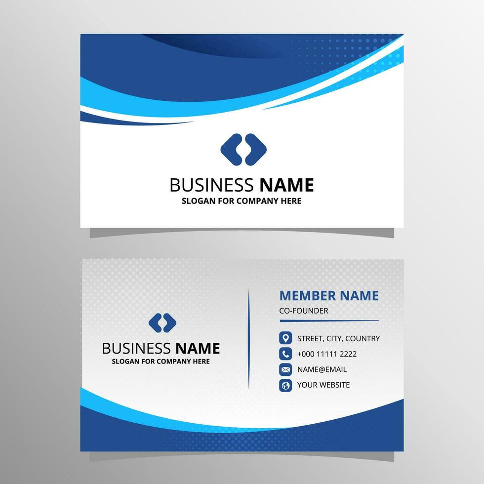 Modern Abstract Blue Business Card Template With Curved Shapes vector