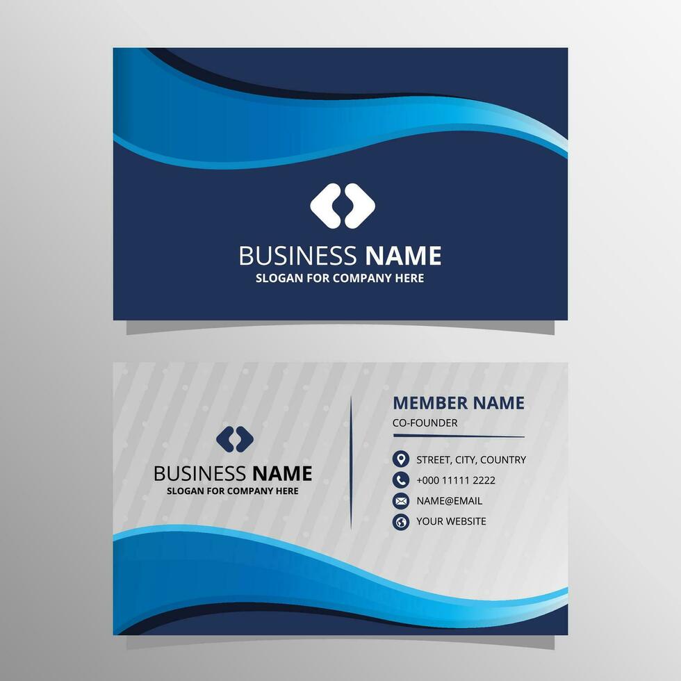 Modern Blue and White Curved Business Card Template vector