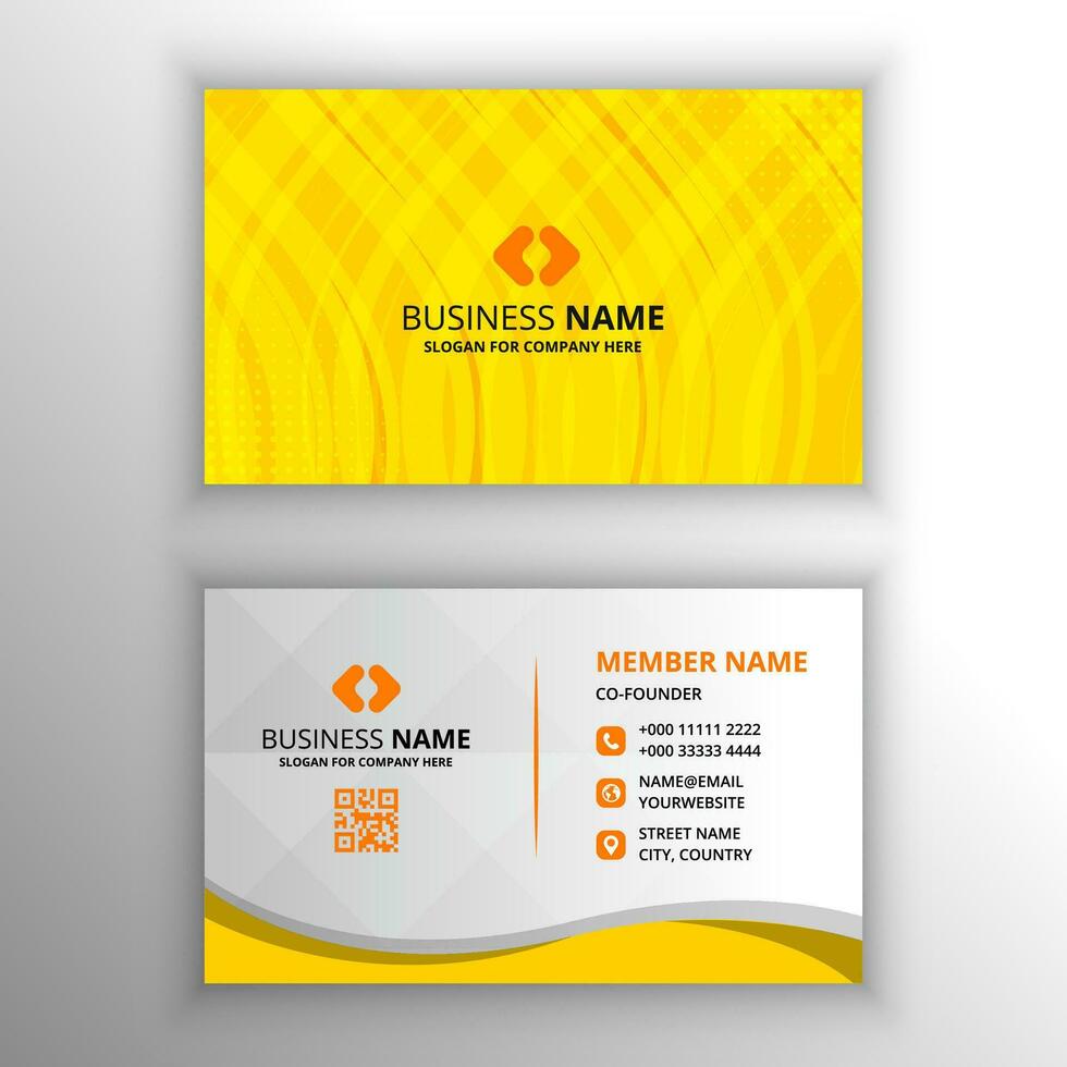 Modern Abstract Striped Yellow Business Card Template vector