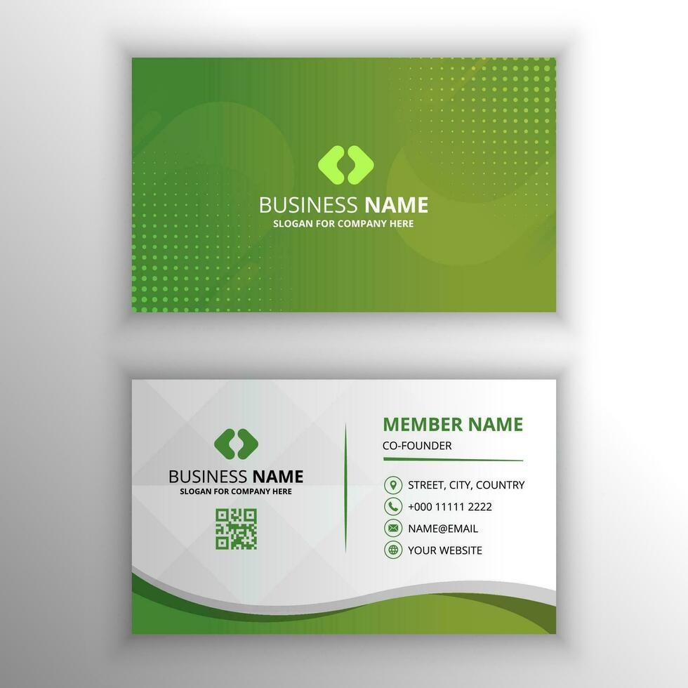 Modern Abstract Gradient Green Business Card Template With Abstract Shapes vector