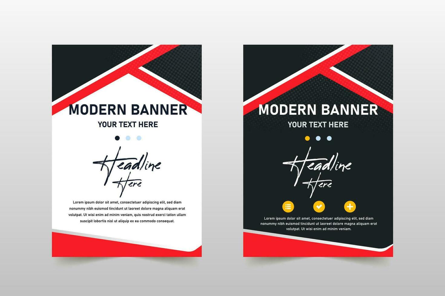 Modern Black and Red Business Banner Template With Curved Shapes vector