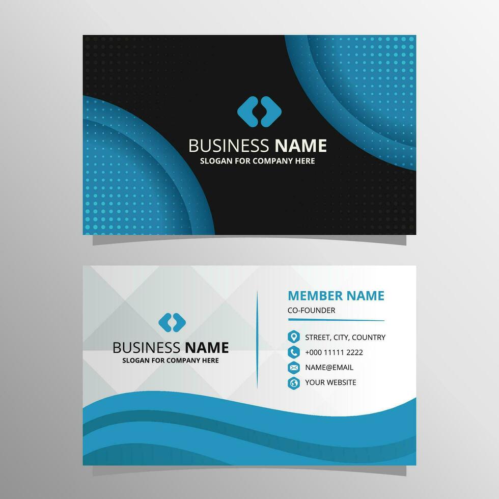 Modern Flat Black and Blue Curved Business Card Template vector