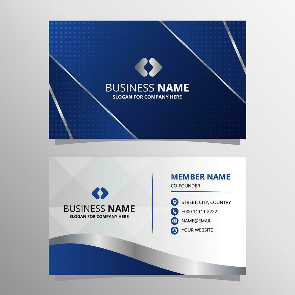 Modern Flat Dark Blue Background Business Card With Diagonal Lines vector