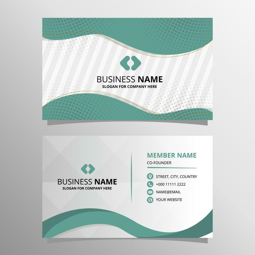 Modern Curved Green and White Business Card Template vector