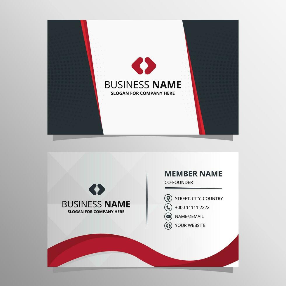 Modern Curved Blue and Red Business Card Template With Diagonal Shapes vector