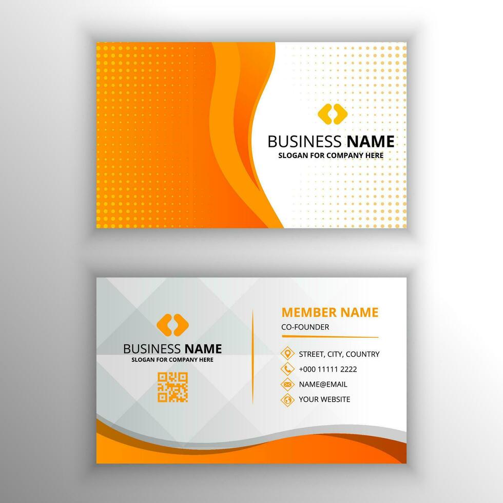 Modern Flat Gradient Orange Curved Business Card Template vector