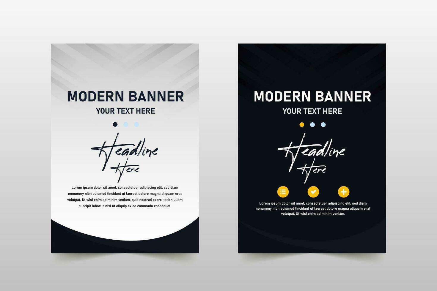 Modern Gradient Gray Business Banner Template With Lines vector