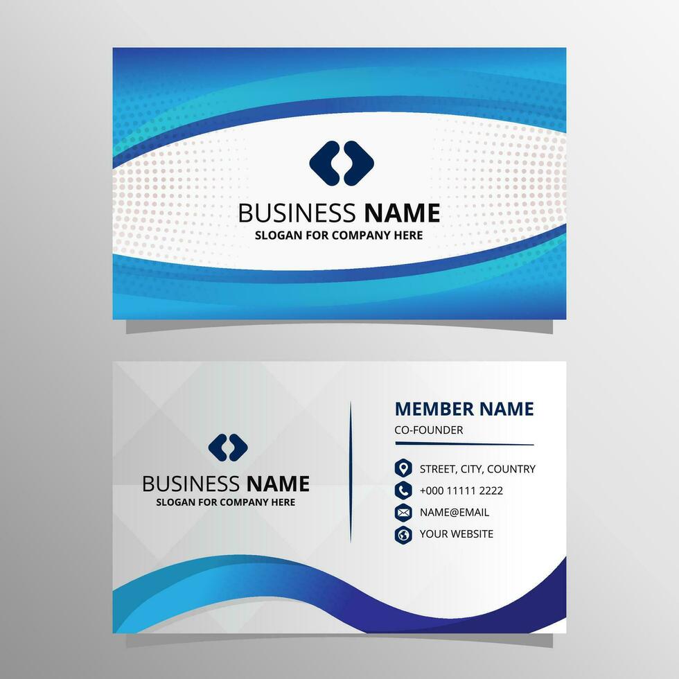 Modern Gradient Curved Blue Business Card Template vector