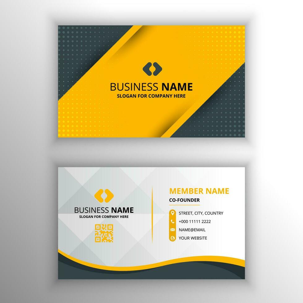 Modern Flat Yellow Diagonal Business Card Template vector