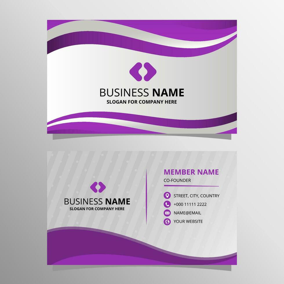 Modern Gradient Purple Wavy Business Card With Curves vector