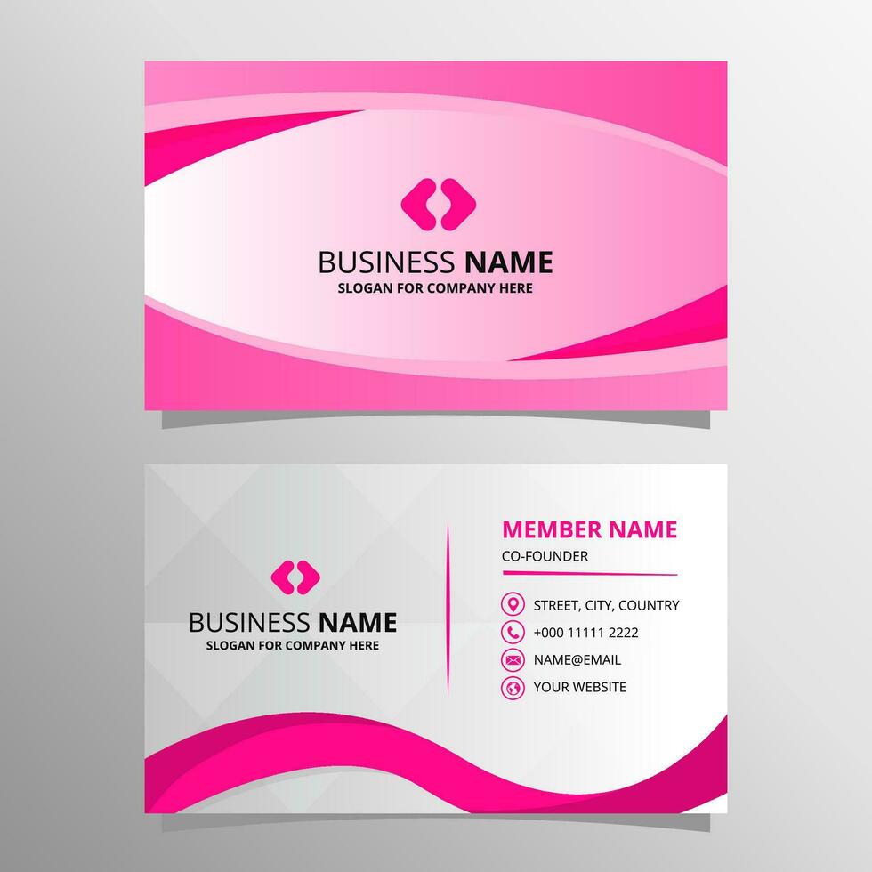 moderno rosado negocio tarjeta con curvo formas vector