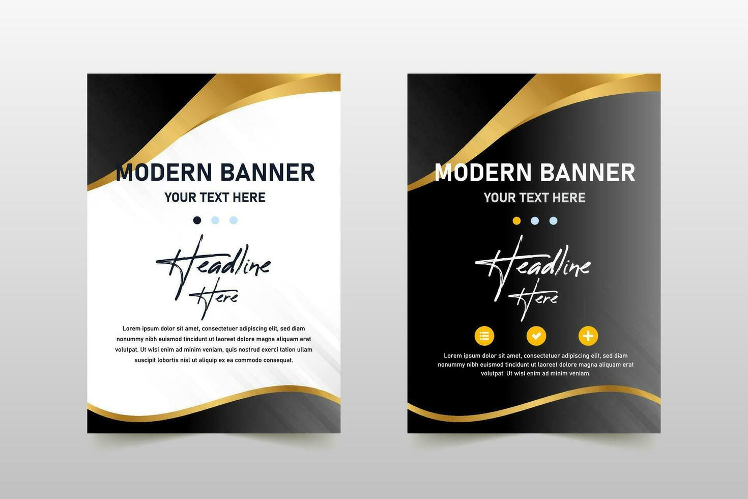 Modern Golden and Black Curved Business Banner Template vector