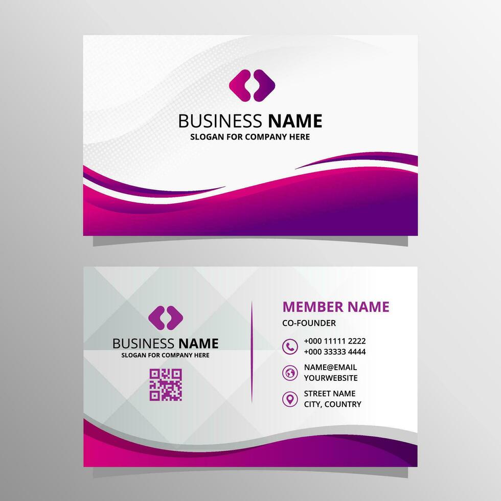 Modern Purple Business Card Template With Curves vector