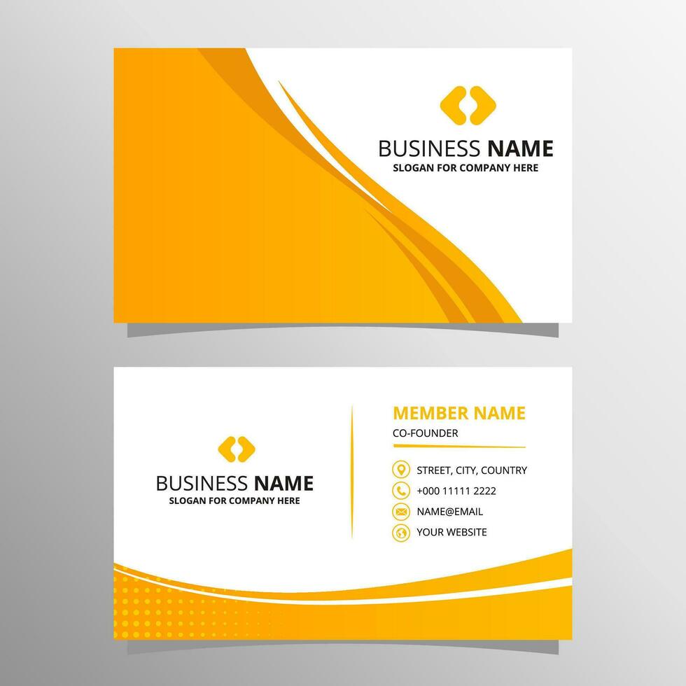Modern Yellow Curved Shapes Business Card Template vector