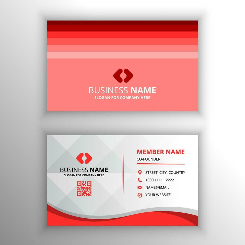 Stylish Colorful Red Business Card With Abstract Lines vector