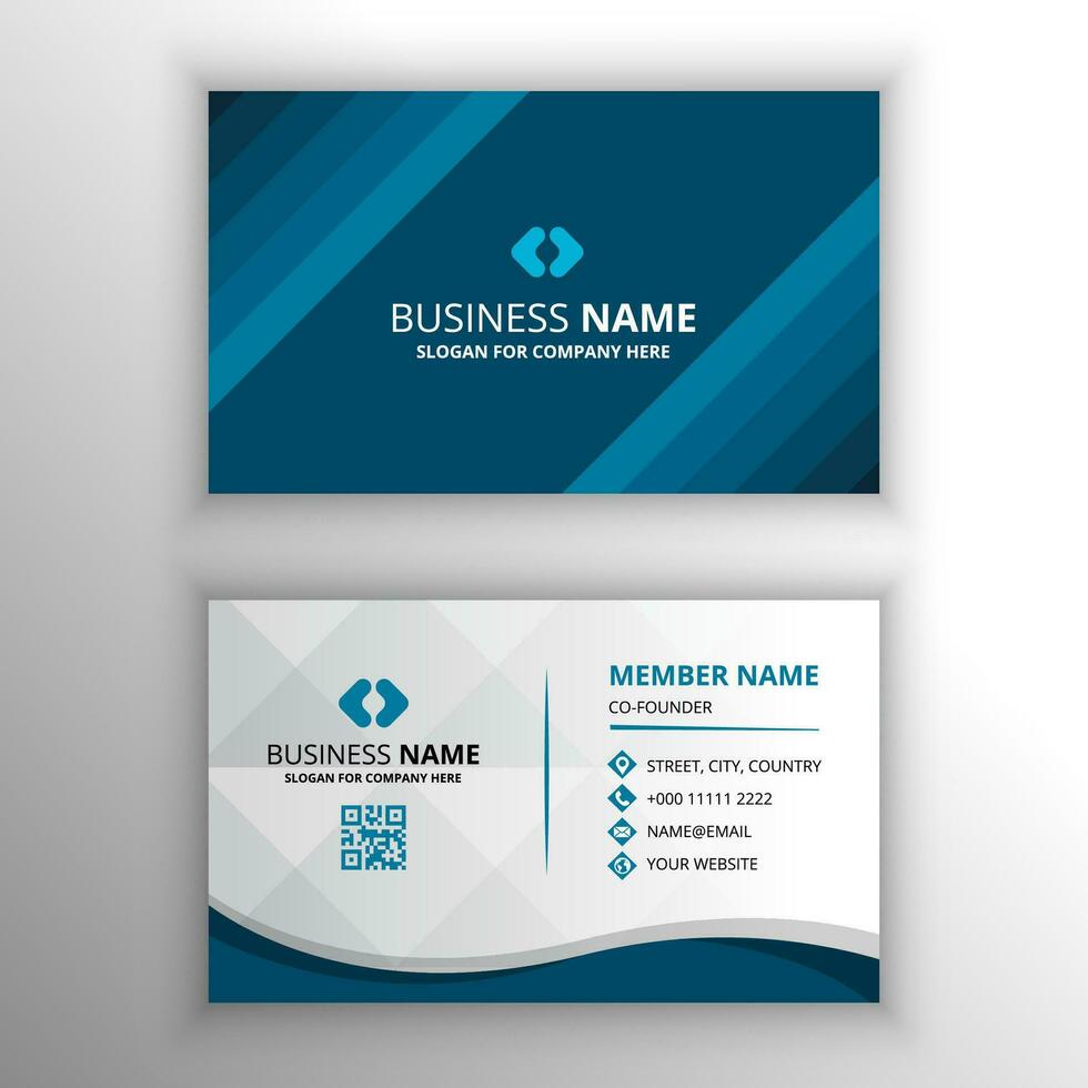 Stylish Blue Striped Business Card With Abstract Lines vector