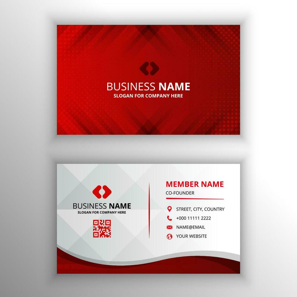 Modern Striped Red Business Card Template With Dots vector