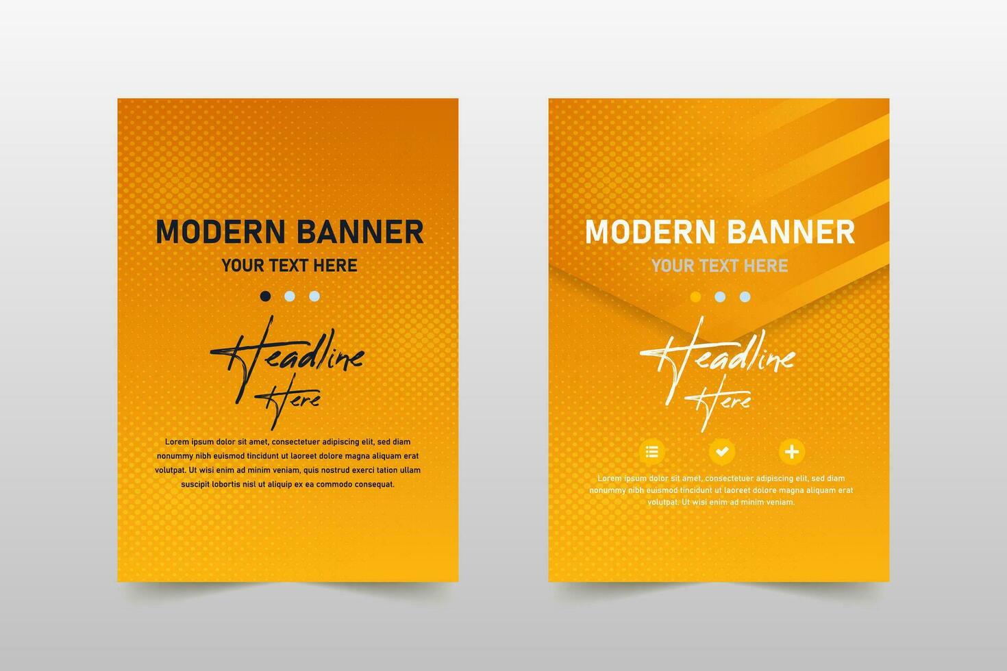 Modern Yellow Dotted Banner Template With Hexagon Shape vector
