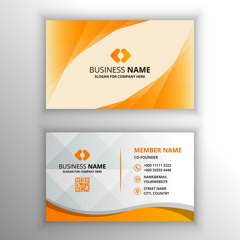 Stylish Shiny Orange Business Card With Curved Shapes vector