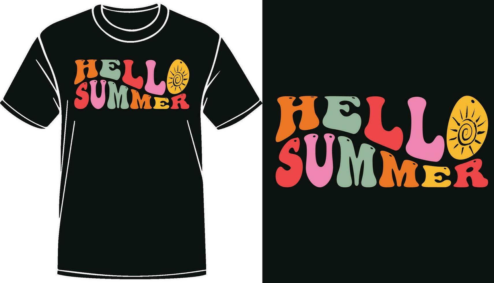 Hello Summer Typography Design For T-Shirt, Trendy Summer Typography Design vector