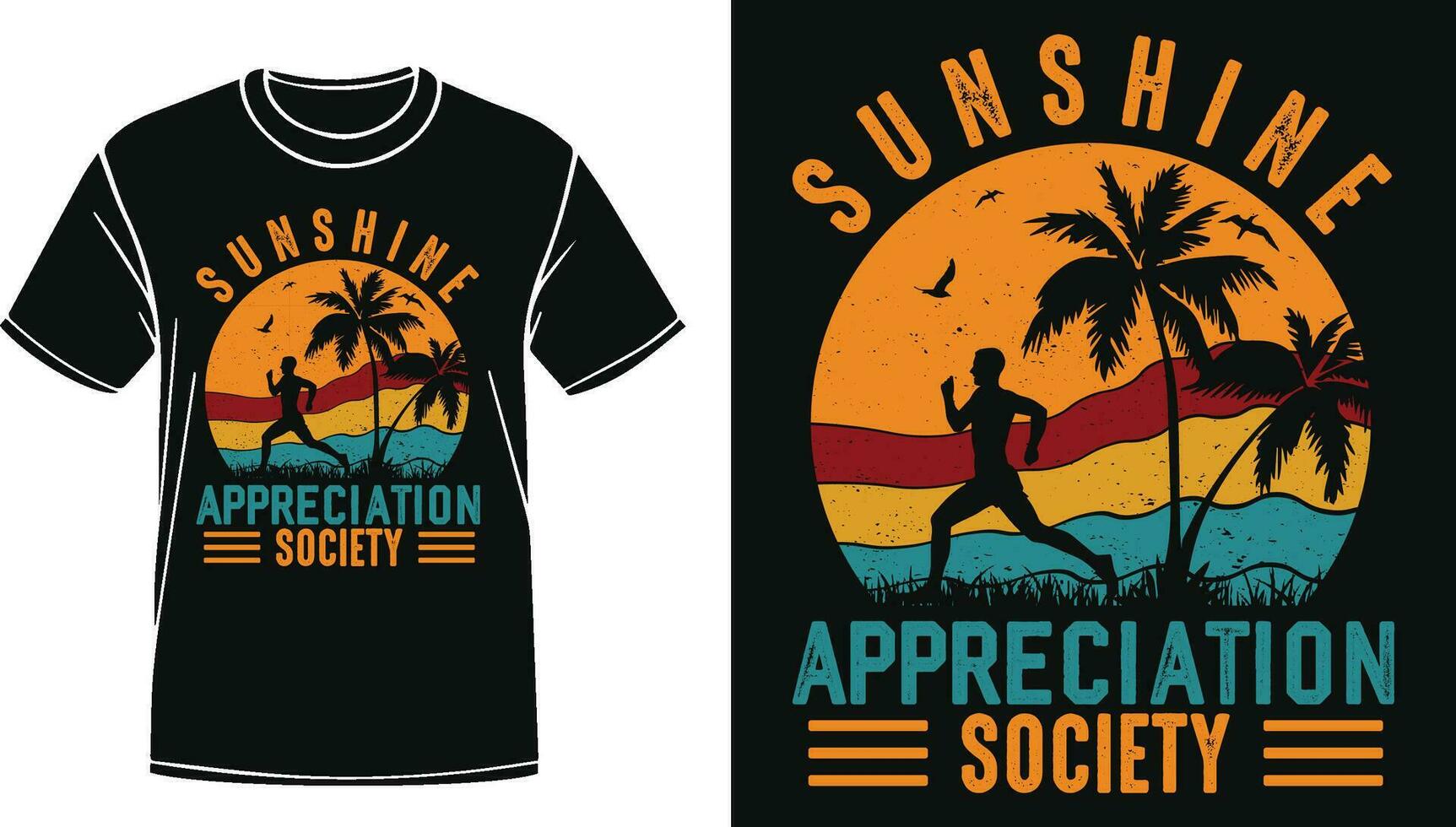 Sunshine Appreciation Society, Summer Vintage Retro Sunset Design, Summer Vintage Background vector