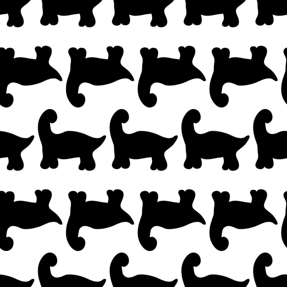 Monochrome seamless pattern with dinosaurs silhouettes. Perfect print for tee, textile and fabric. vector
