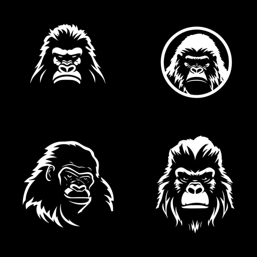 gorilla face silhouettes high quality logo on black background 25847295 ...