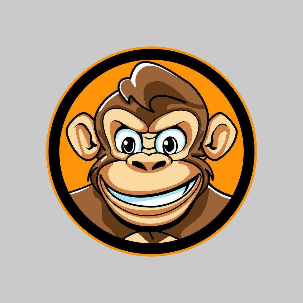 Monkey mascot logo Animal vector illustration. Geek monkey logo flat design