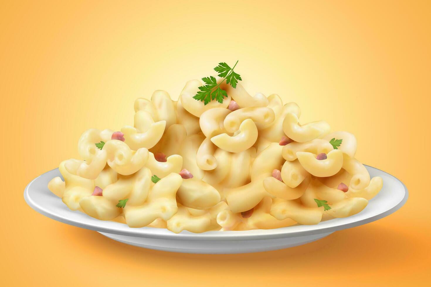 Delicious macaroni with parsley in 3d illustration vector