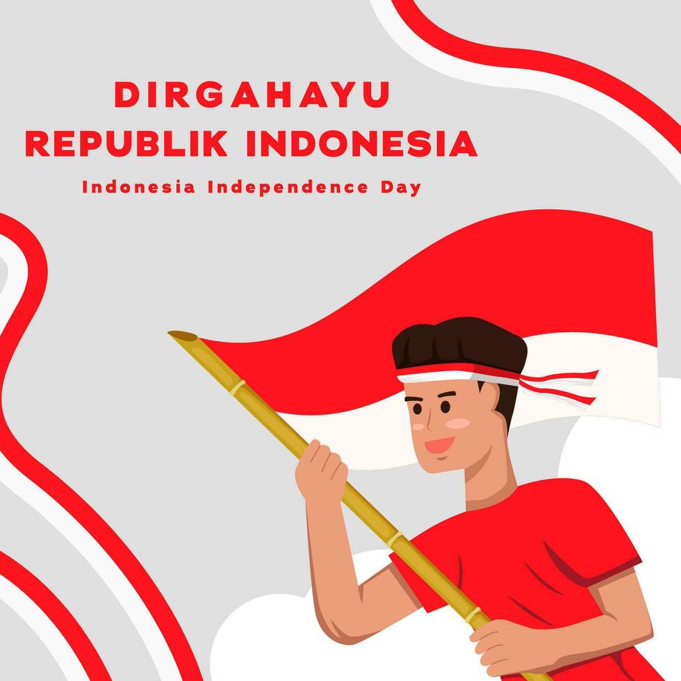 dirgahayu republik indonesia illustration in flat design vector