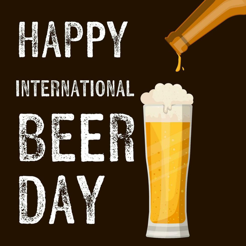 vector design international beer day illustration with a glass full of beer