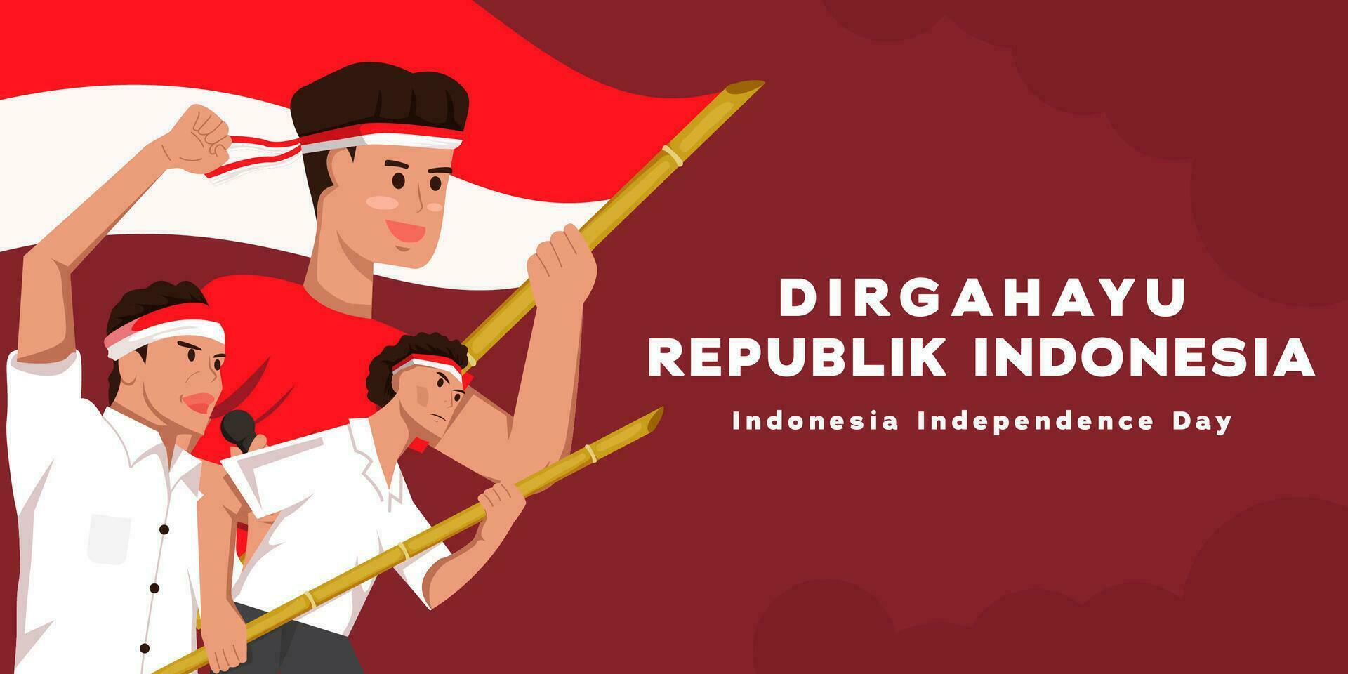 horizontal banner dirgahayu republik indonesia with freedom fighter vector