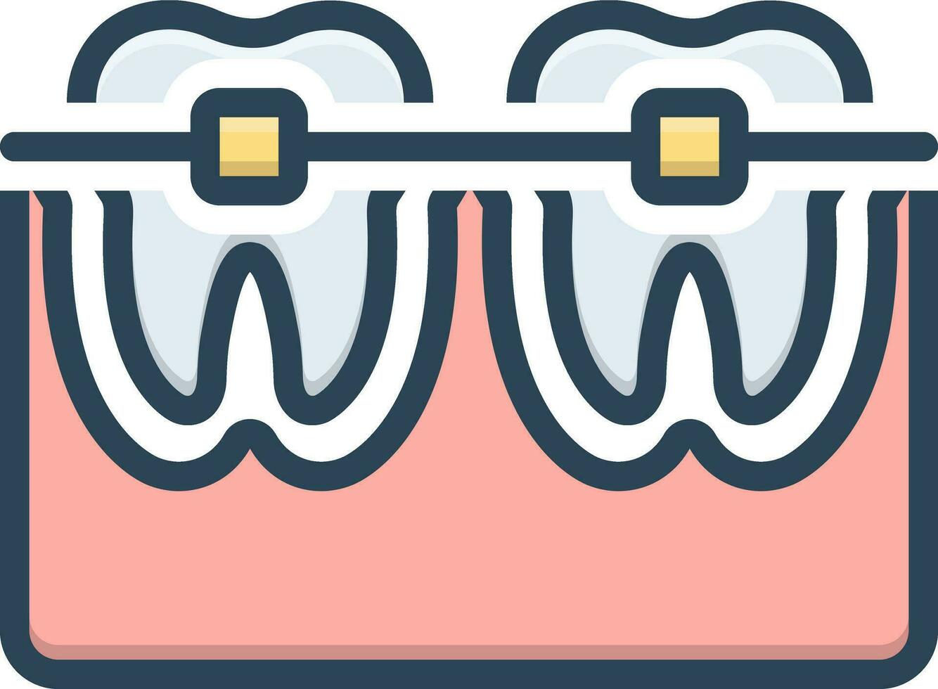 color icon for tooth with braces vector