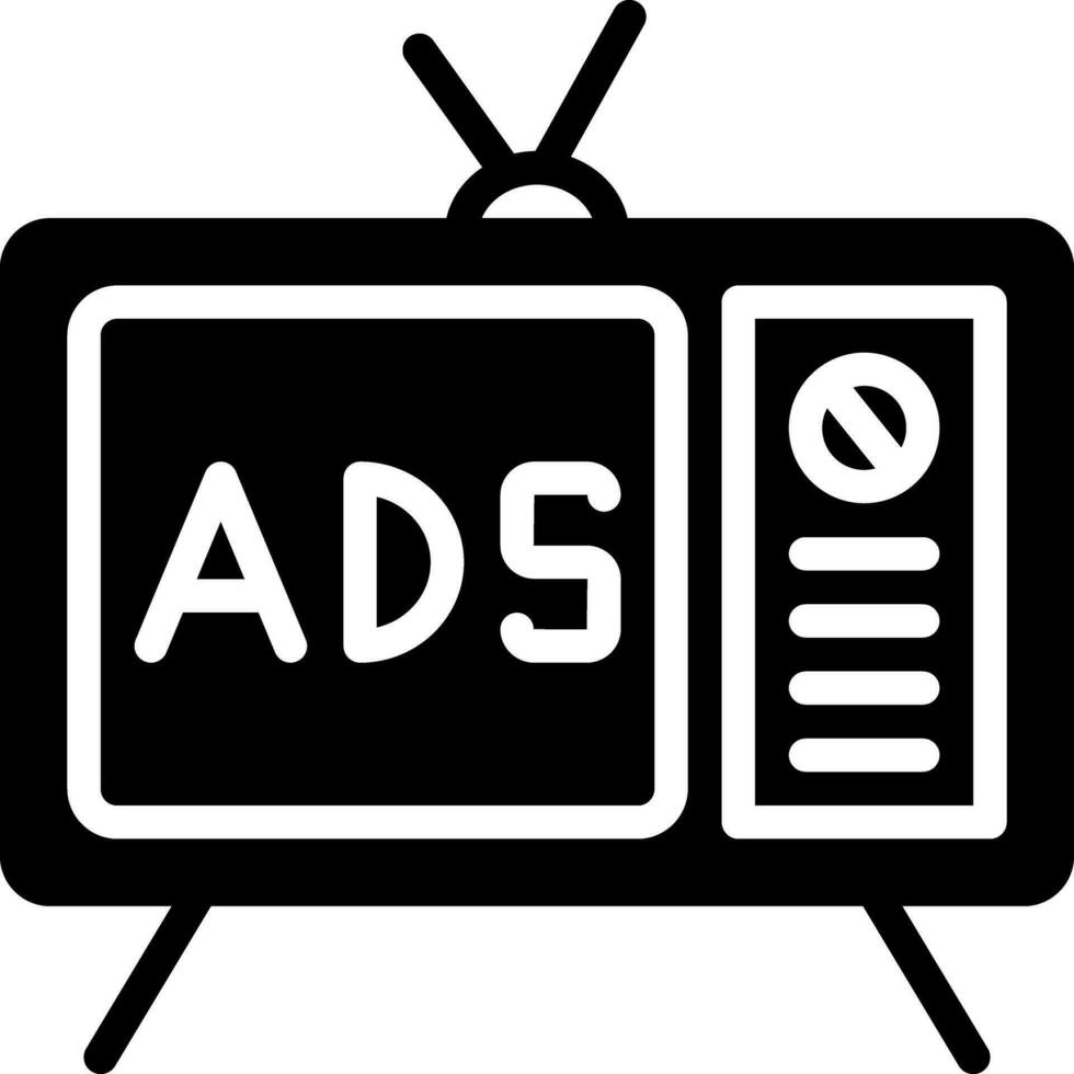 sólido icono para televisión anuncios vector