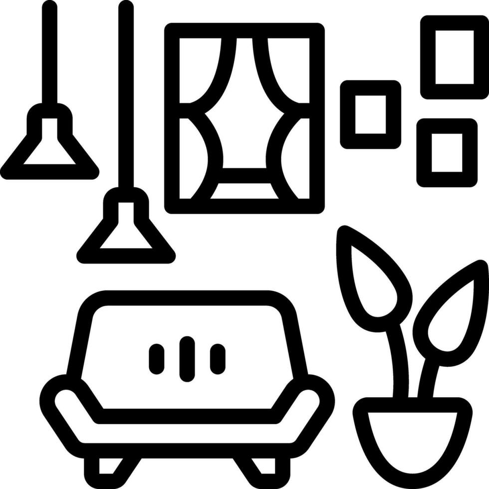 icono de línea para habitación vector