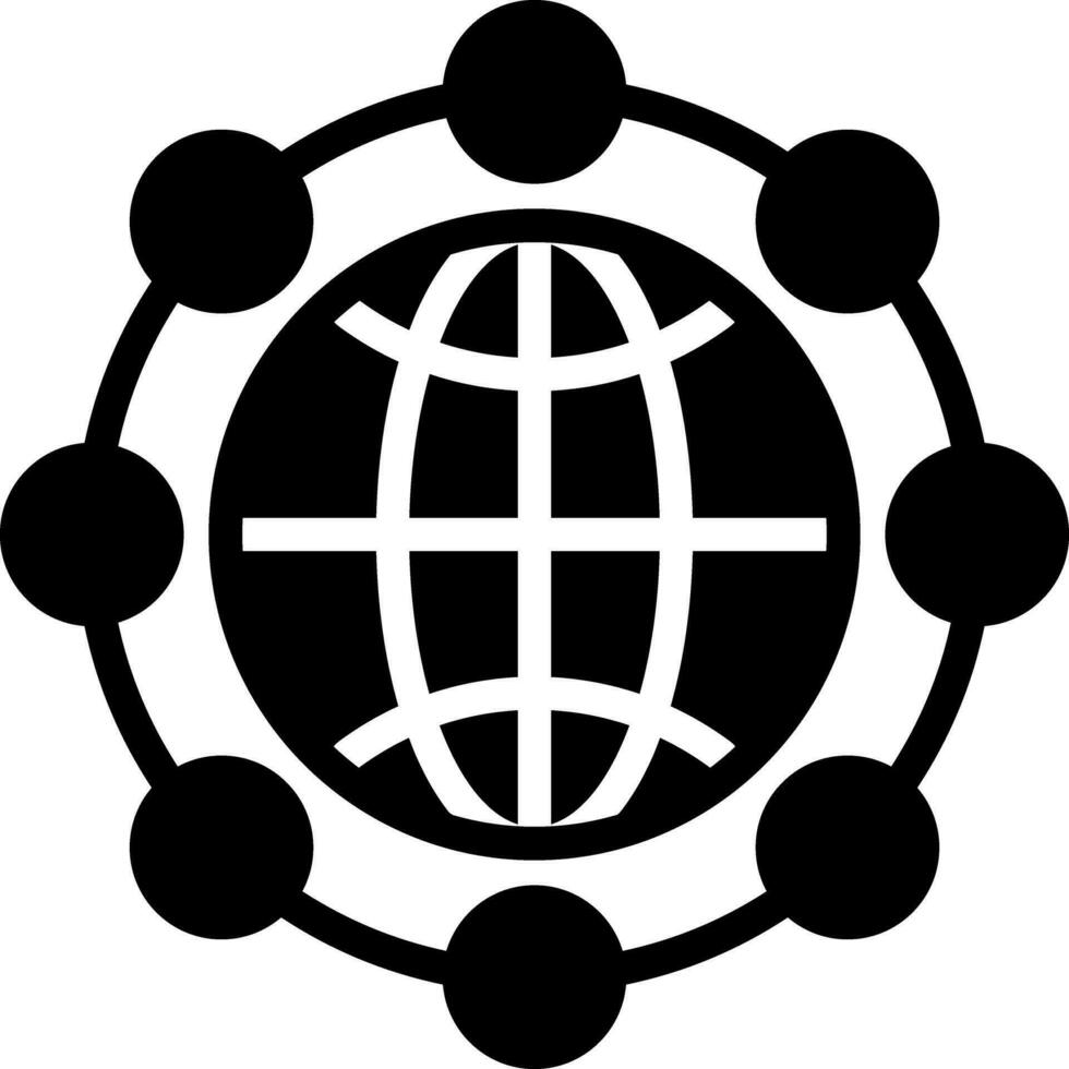 solid icon for global network vector