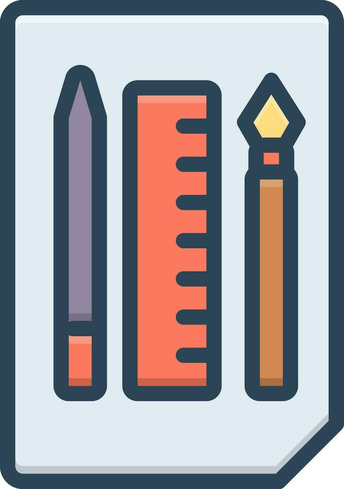 color icon for sketching tools vector