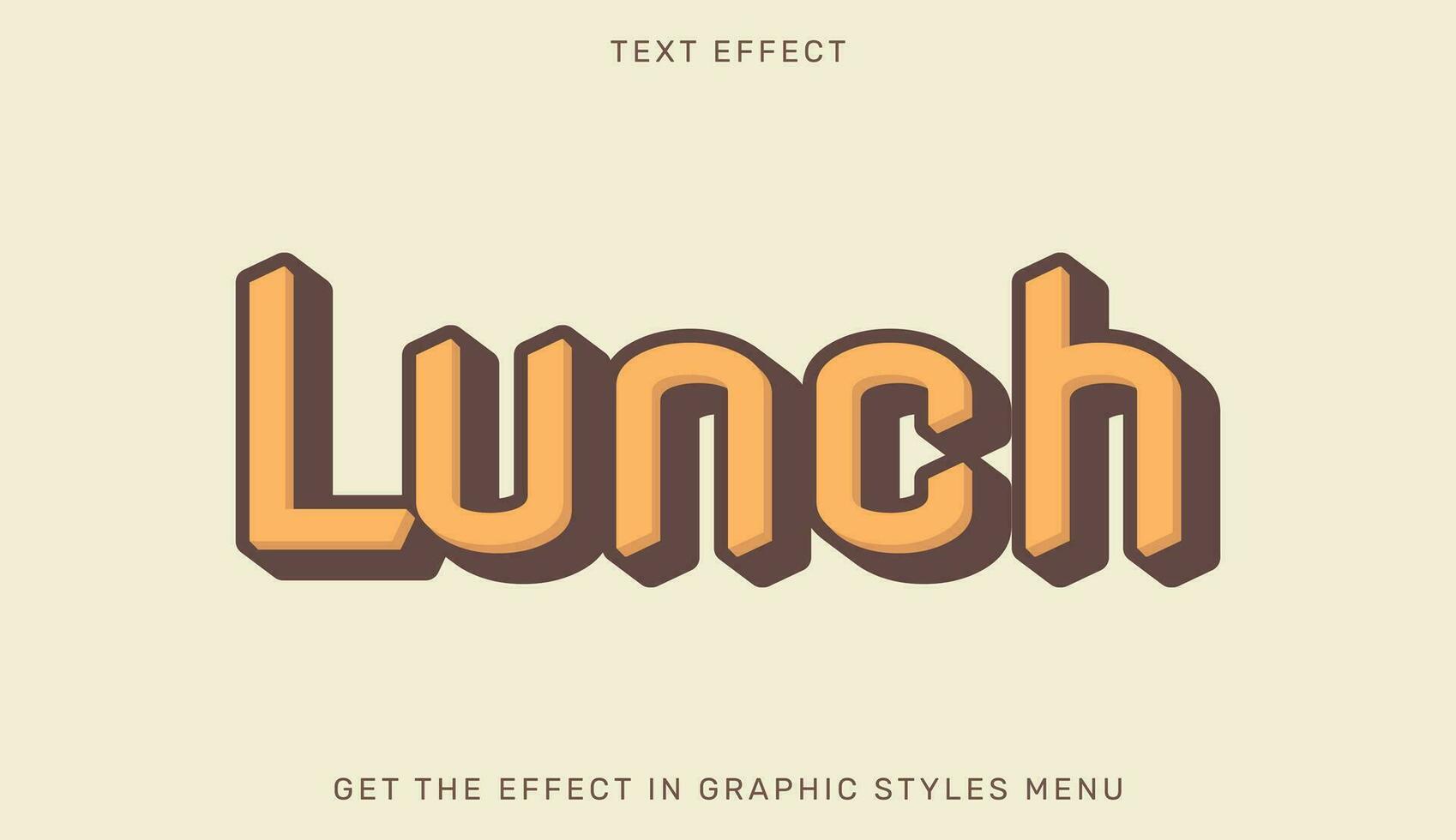 Lunch editable text effect in 3d style. Text emblem for advertising, branding and business logo vector