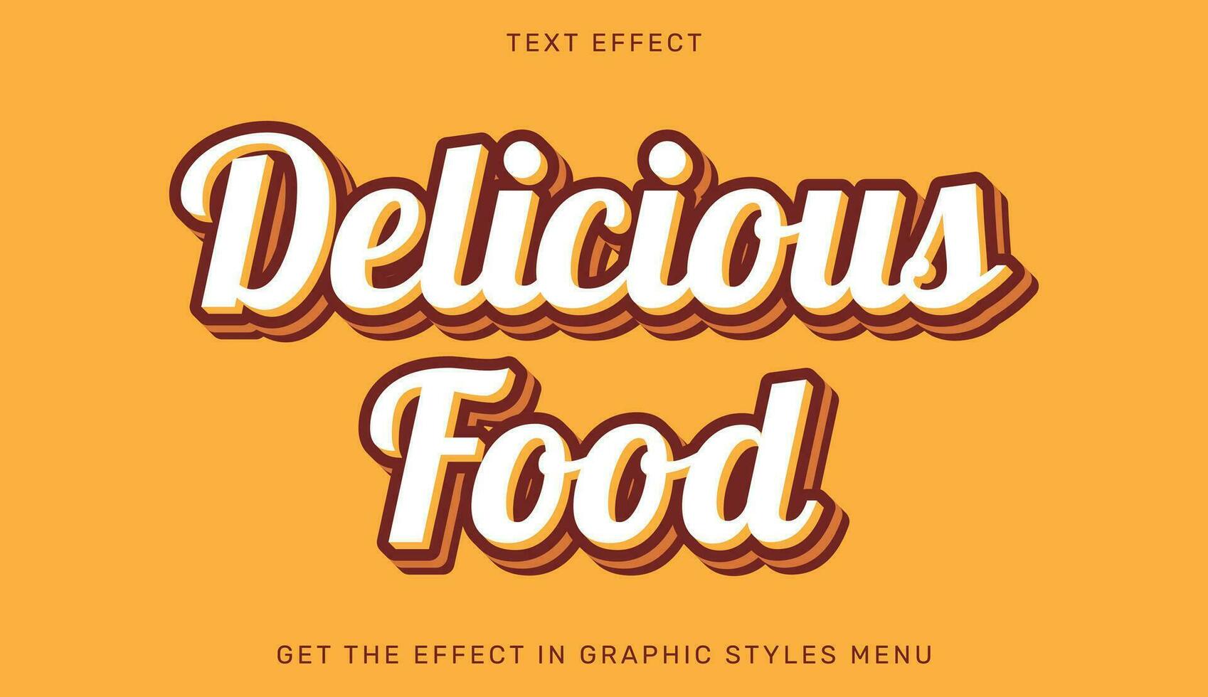 Delicious food editable text effect in 3d style. Text emblem for advertising, branding and business logo vector