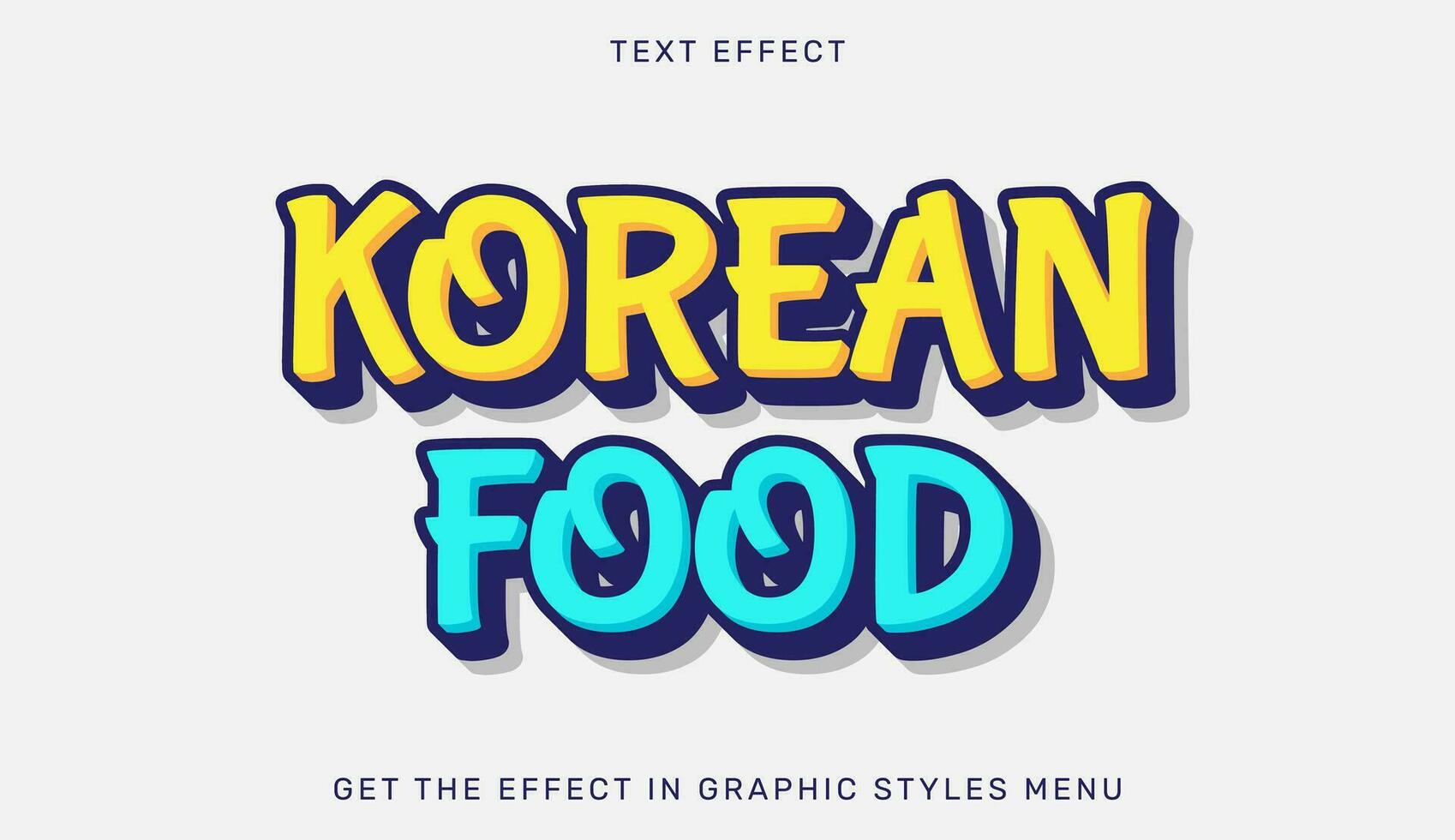 Korean food editable text effect in 3d style. Text emblem for advertising, branding, business logo vector