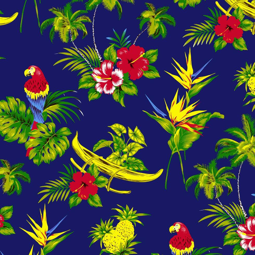 Adobe Illustrator ArtworkHawaian and floral beach abstract pattern suitable for textile and printing needs vector