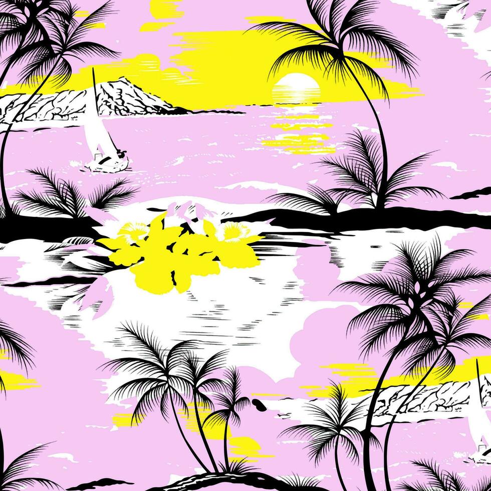 Adobe Illustrator ArtworkHawaian and floral beach abstract pattern suitable for textile and printing needs vector