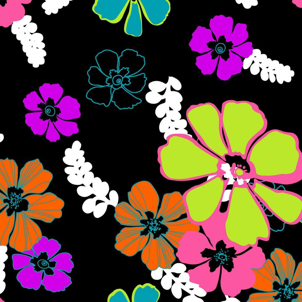 Hawaian and floral beach abstract pattern suitable for textile and printing needs vector