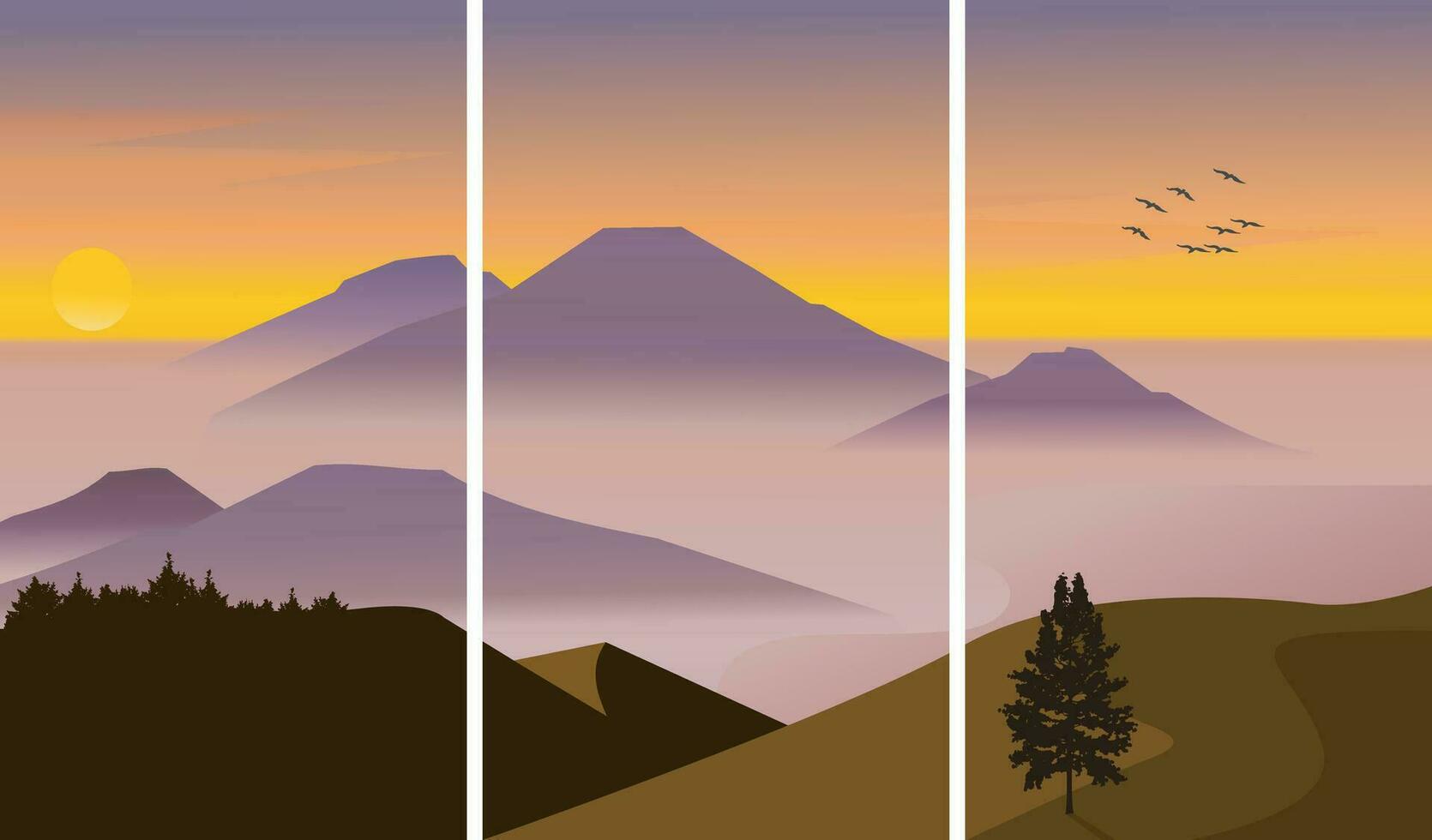 Abstract mountain painting, for wallpaper and interior, vector illustration.