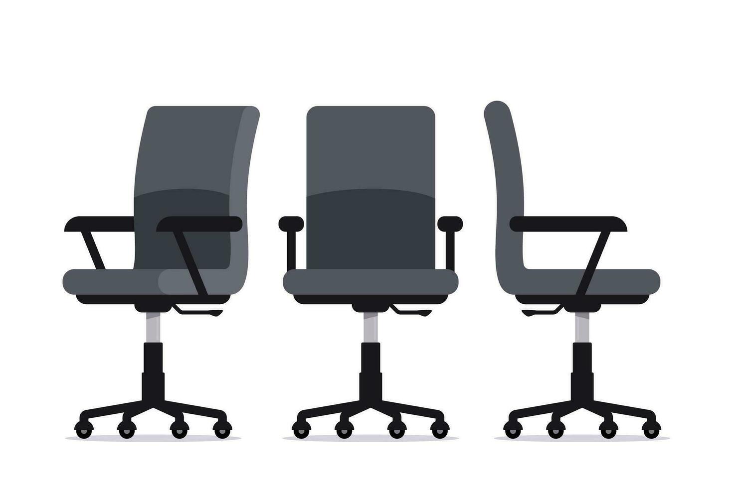 Office chair in various points of view. Furniture for office Interior in flat style. Vector illustration.